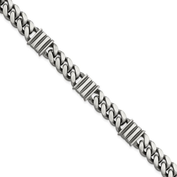 925 Sterling Silver Mens Vintage Curb Link Bar Chain Bracelet