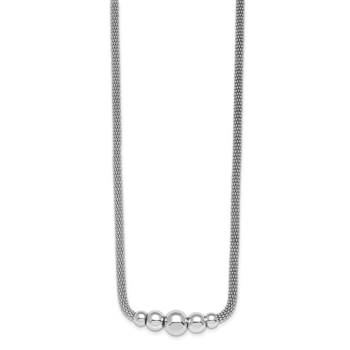 925 Sterling Silver Mesh Graduated Bead Ball Chain Necklace