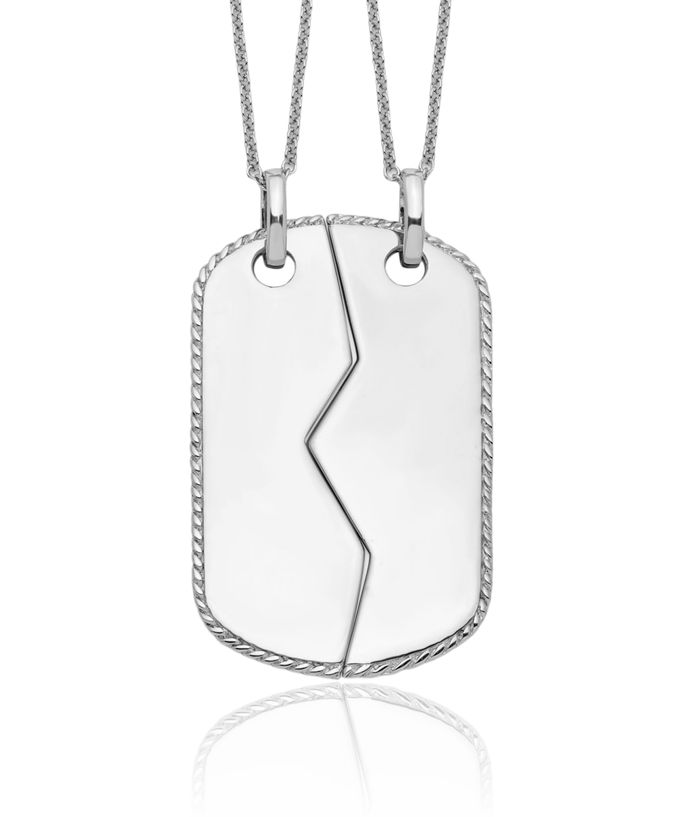 925 Sterling Silver Vintage Military Dog Tag Two Necklaces