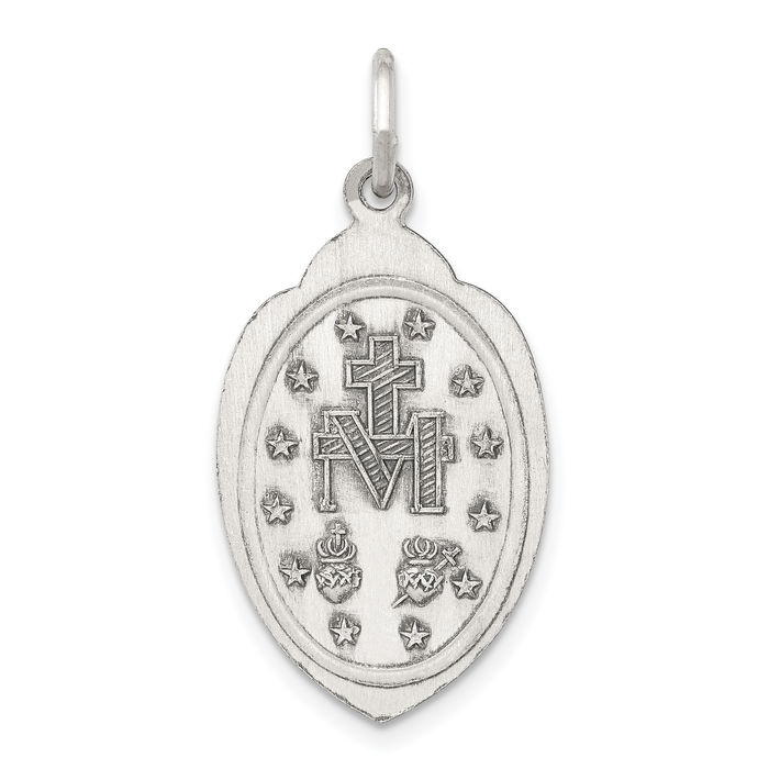 925 Sterling Silver Vintage Our Lady of Miraculous Medal Blessed Virgin Mary Necklace Chain Pendant Charm