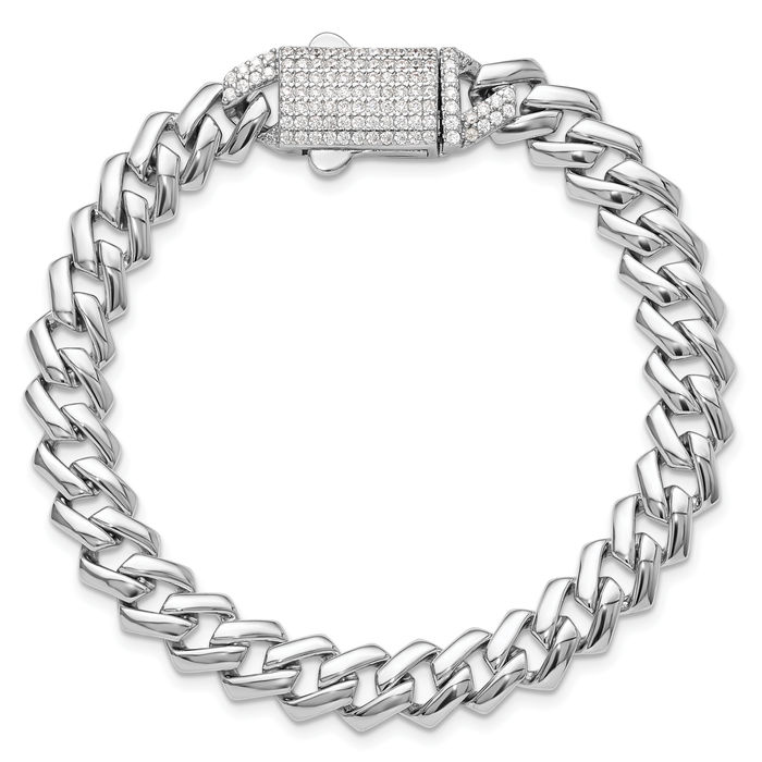 刻印有り SILVER 925 BRACELET 925 Sterling Silver Solid Ladies Curb ID Pave Bracelet 7.5