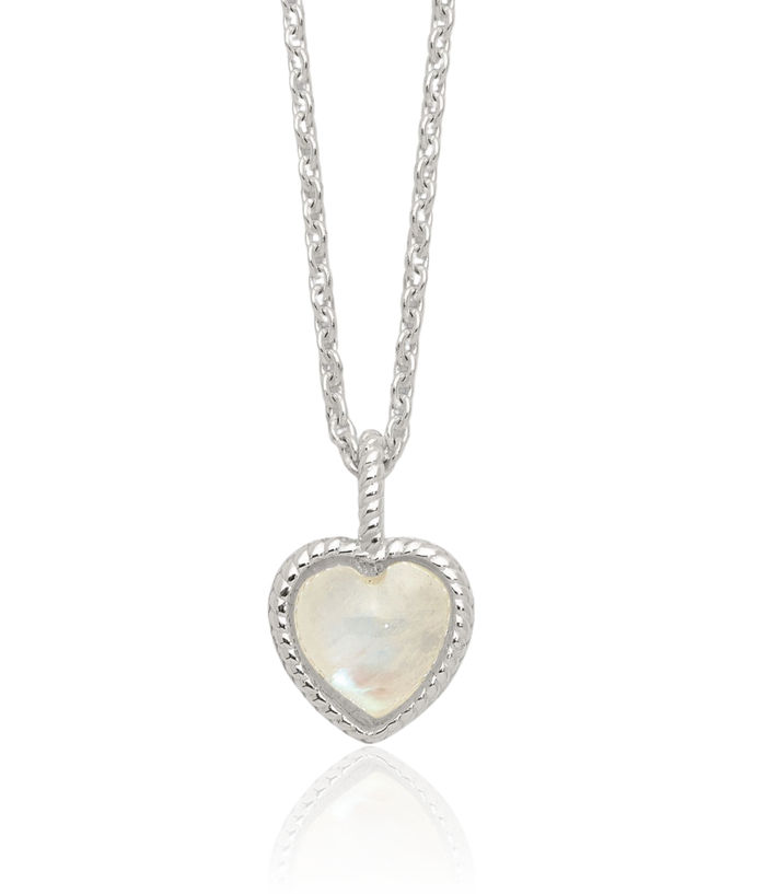 925 Sterling Silver Moonstone Heart Necklace Love Pendant Friendship Charm Chain