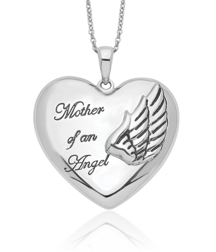 925 Sterling Silver Vintage Mother of Guardian Angel Wings Necklace Chain