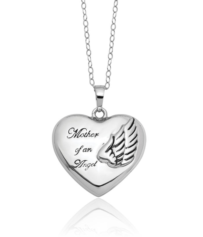 925 Sterling Silver Vintage Mother of Guardian Angel Wings Heart Ash Holder Chain Urn Necklace for Ashes Cremation Jewelry