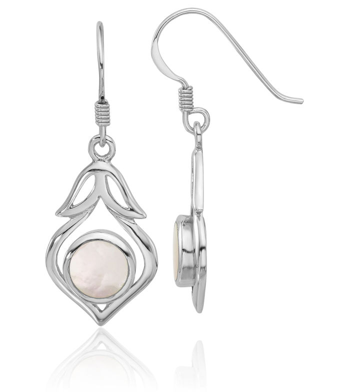 925 Sterling Silver Mother of Pearl Drop Dangle Earrings