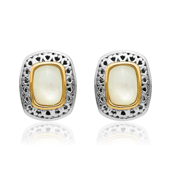 925 Sterling Silver Vintage Mother of Pearl Stud Earrings