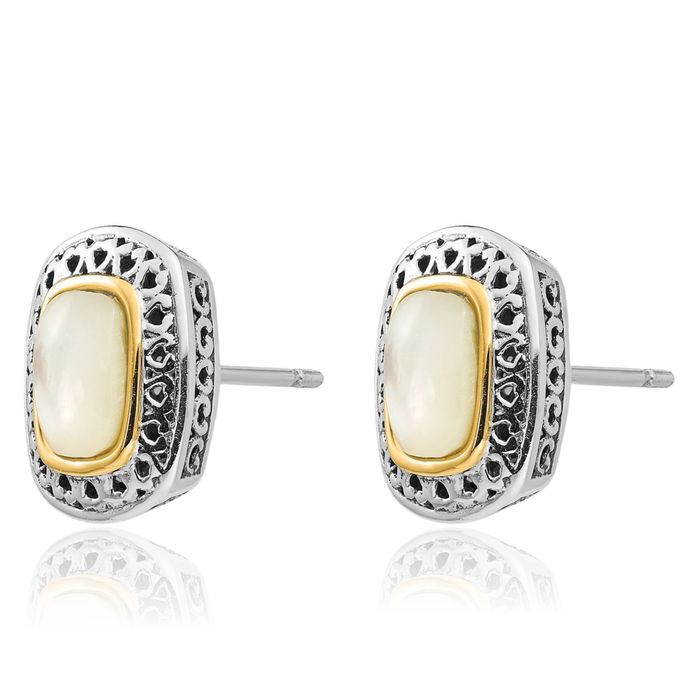 925 Sterling Silver Vintage Mother of Pearl Stud Earrings