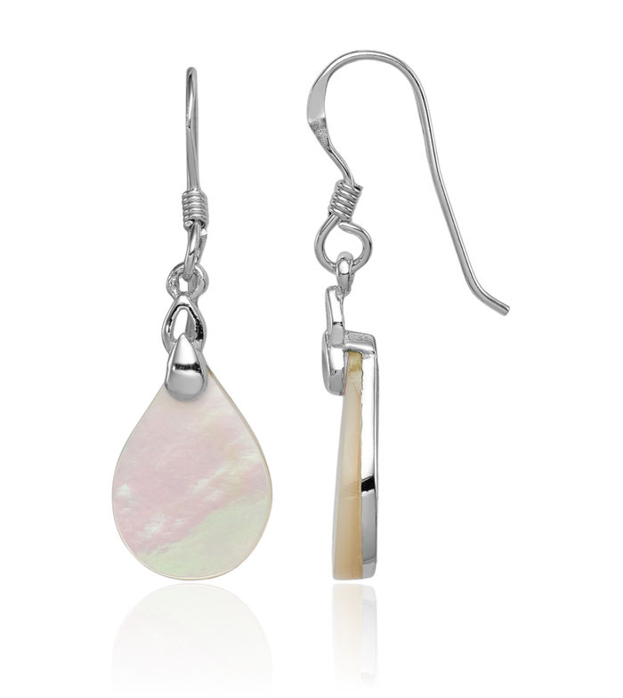 925 Sterling Silver Mother of Pearl Teardrop Drop Dangle Earrings
