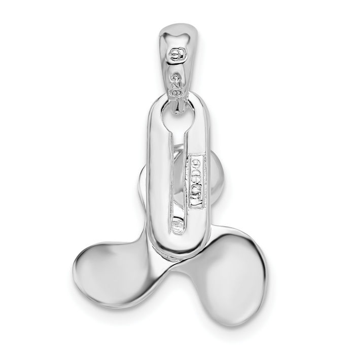 925 Sterling Silver Dangling Fishing Boat Propeller Necklace Chain Pendant Charm