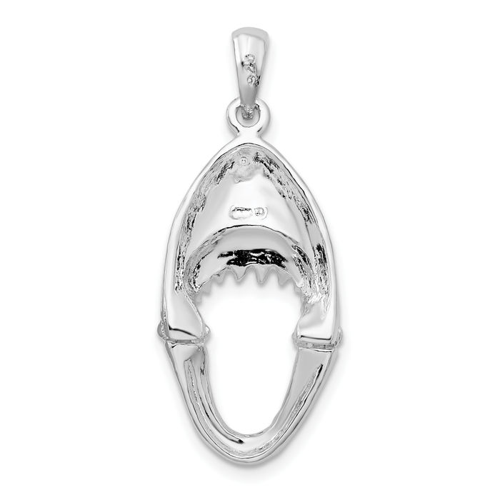 925 Sterling Silver Dangling Shark Head Necklace Chain Pendant Charm