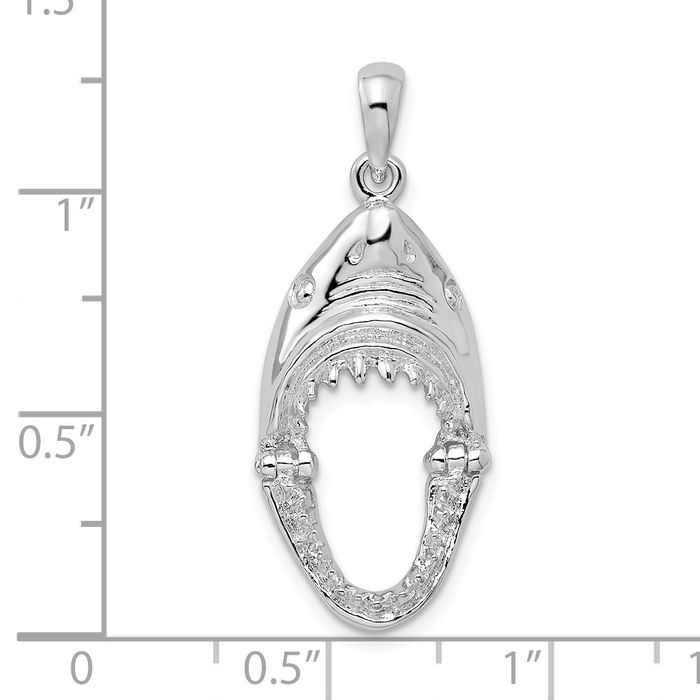 925 Sterling Silver Dangling Shark Head Necklace Chain Pendant Charm