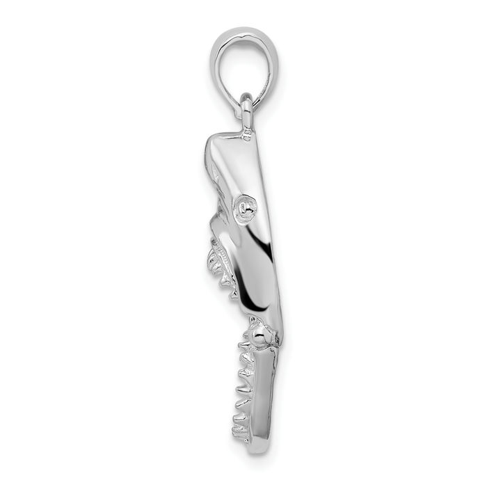 925 Sterling Silver Dangling Shark Head Necklace Chain Pendant Charm