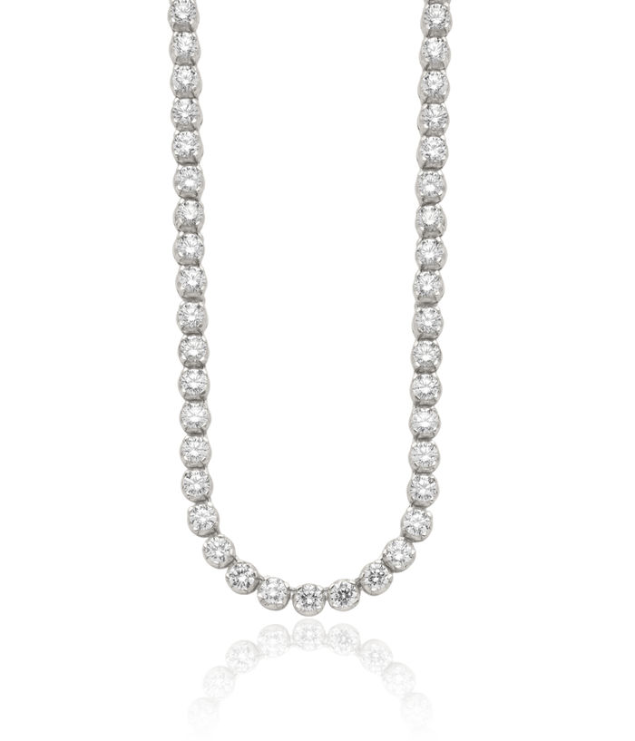 925 Sterling Silver Mulitple Cubic Zirconia CZ Chain Necklace