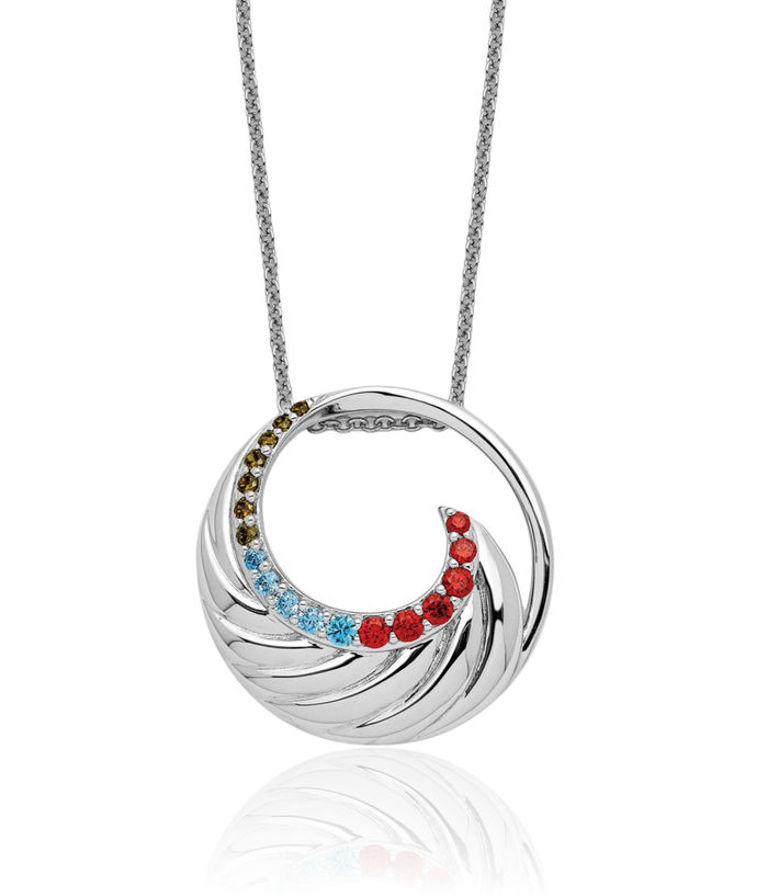 925 Sterling Silver Multi-color Cubic Zirconia CZ Color Me Happy Circle Round Necklace Chain