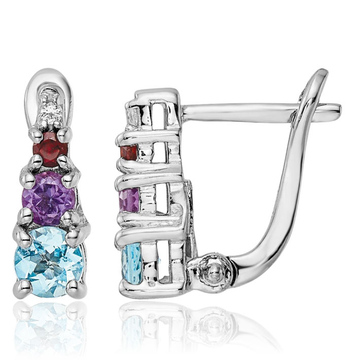 925 Sterling Silver Multi-color Gemstones Drop Dangle Earrings