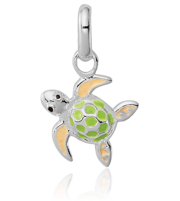 925 Sterling Silver Multi-color Sea Turtle Necklace Chain Pendant Charm