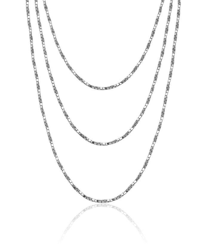 925 Sterling Silver Multi Layering Twisted Box Link Chain Necklace