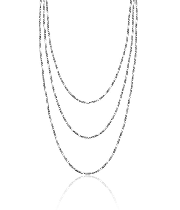 925 Sterling Silver Multi Layering Twisted Box Link Chain Necklace