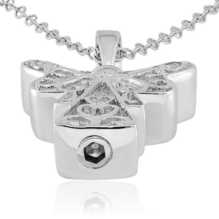 925 Sterling Silver My Guardian Angel Wings Ash Holder Chain Urn Necklace for Ashes Cremation Jewelry