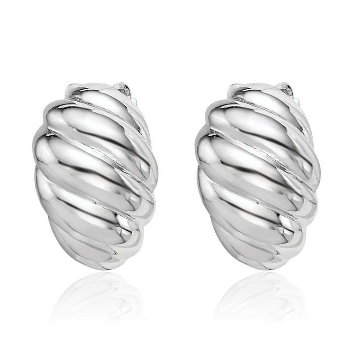 925 Sterling Silver Non Pierced Clip On Oval Stud Earrings