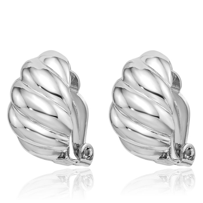 925 Sterling Silver Non Pierced Clip On Oval Stud Earrings