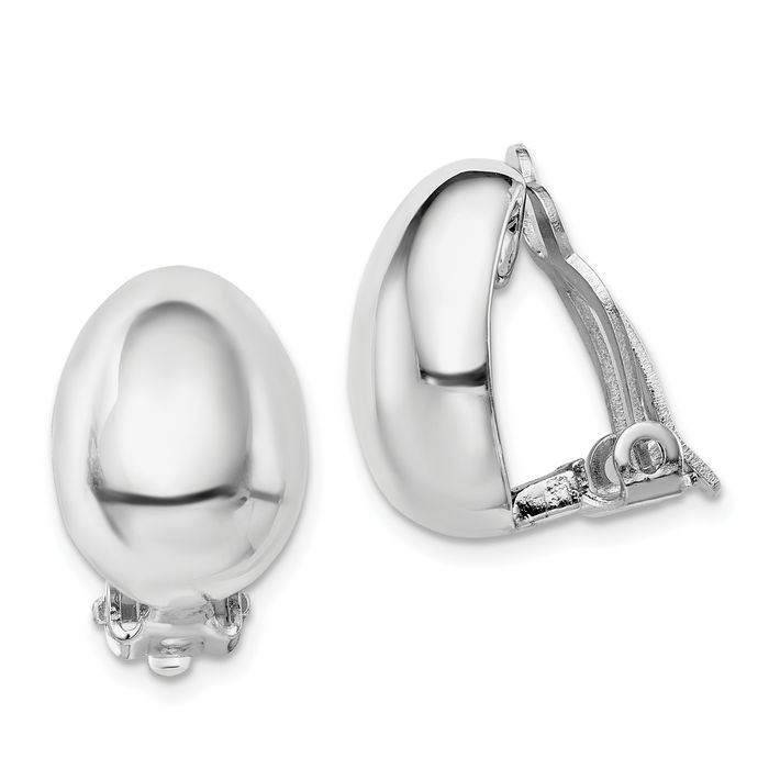 925 Sterling Silver Non Pierced Clip On Oval Stud Earrings