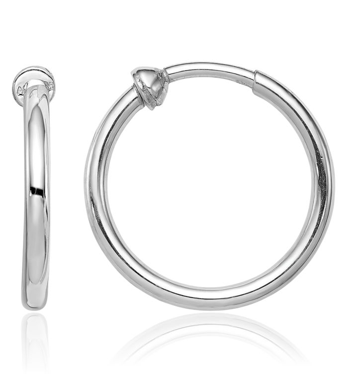 925 Sterling Silver Non Pierced Clip On Round Small Hoop Earrings