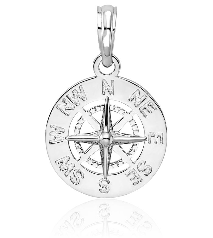 925 Sterling Silver North Star Compass Necklace Nautical Charm Pendant