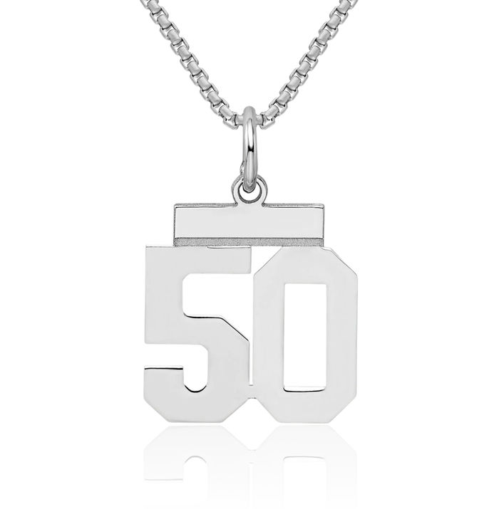 925 Sterling Silver Number 50 Necklace Chain Pendant Charm