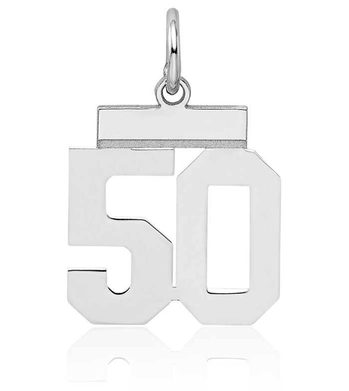 925 Sterling Silver Number 50 Necklace Chain Pendant Charm