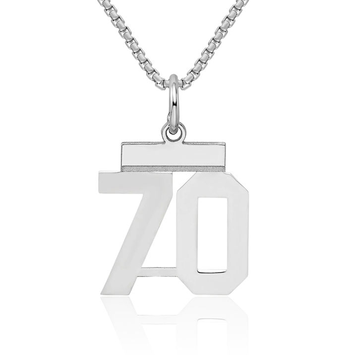 925 Sterling Silver Number 70 Necklace Chain Pendant Charm