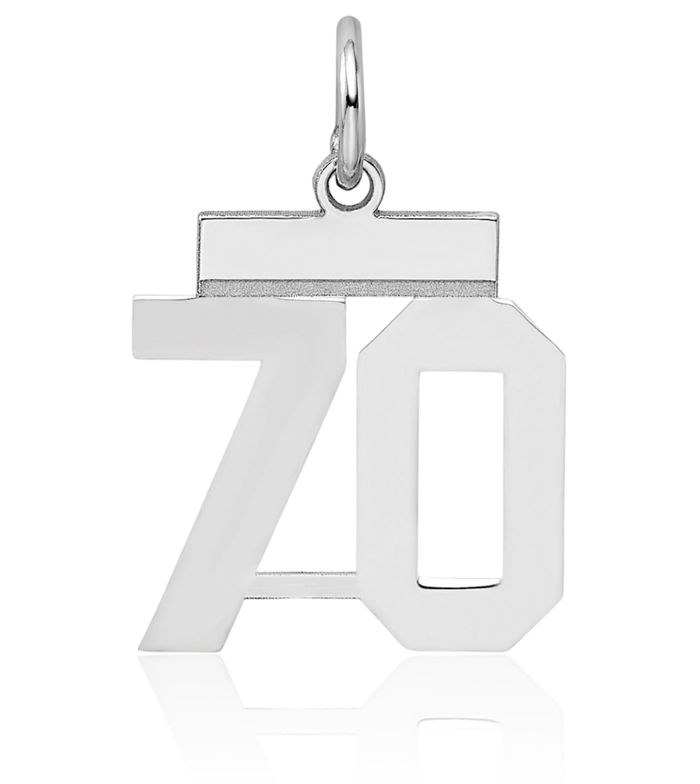 925 Sterling Silver Number 70 Necklace Chain Pendant Charm