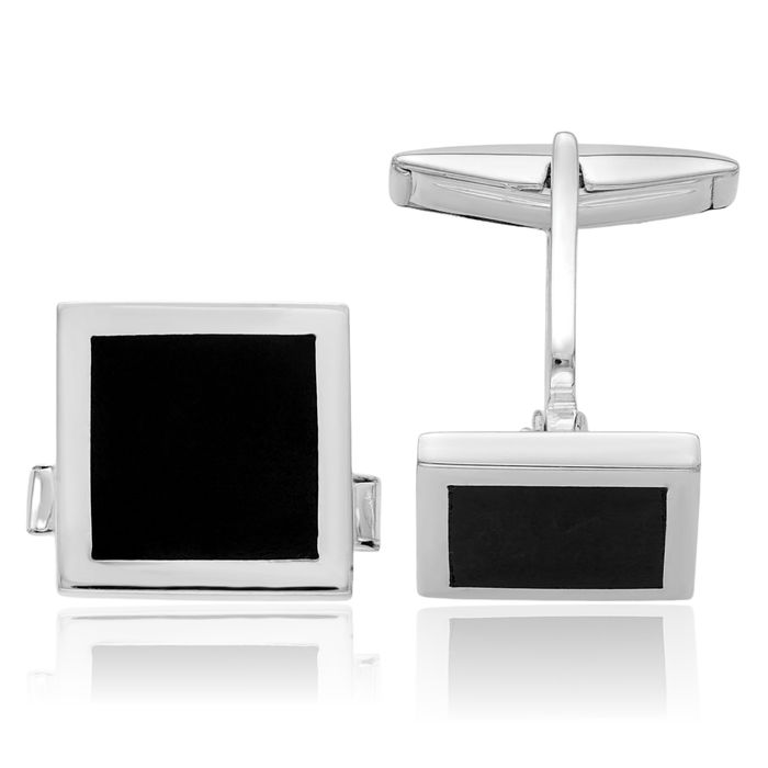 925 Sterling Silver Black Onyx Cuff Links