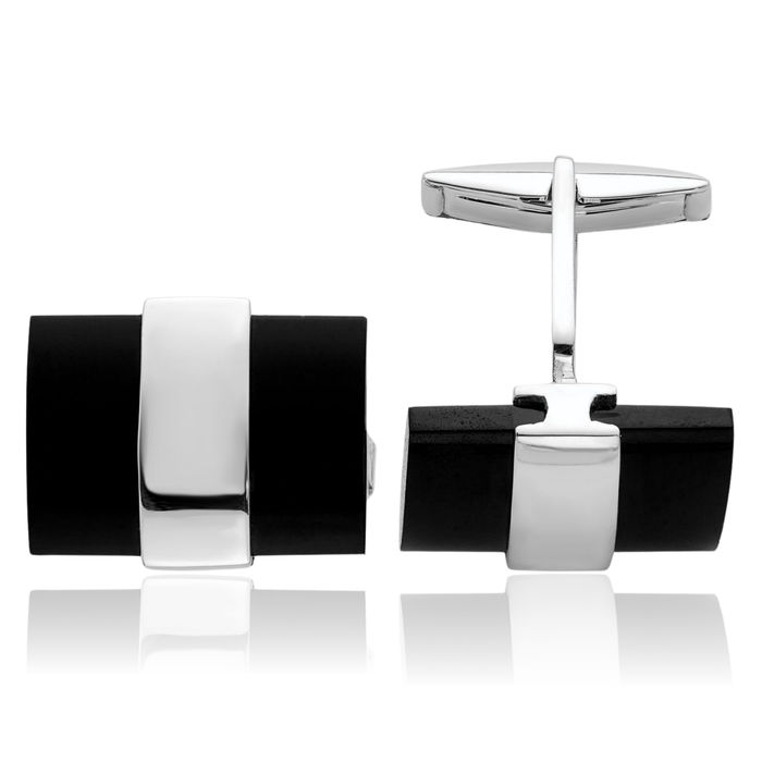 925 Sterling Silver Black Onyx Cuff Links