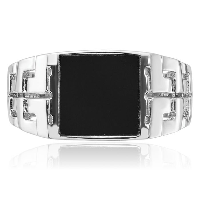 925 Sterling Silver Black Onyx Mens Ring