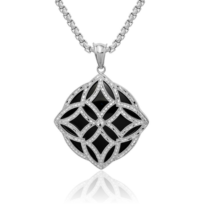 925 Sterling Silver Black Onyx Necklace Charm Gemstone Pendant