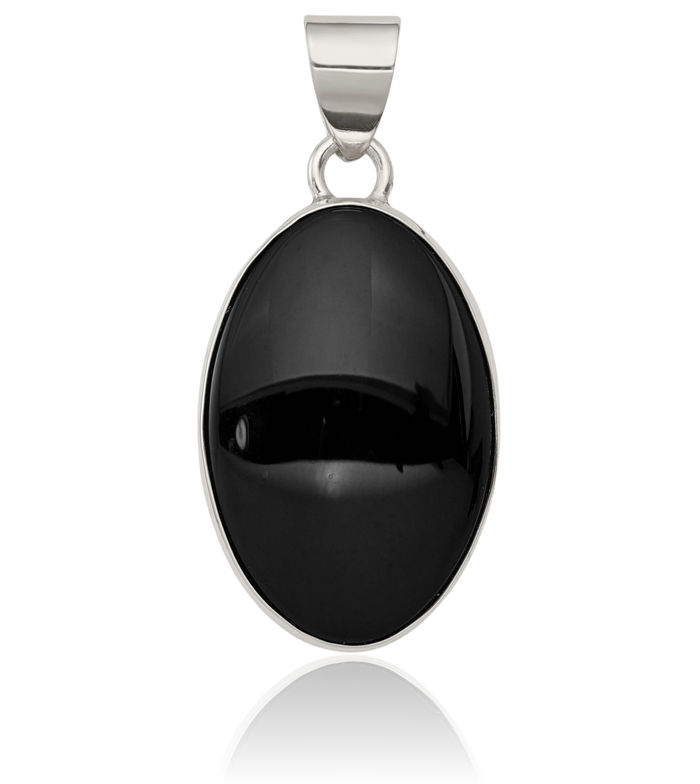 925 Sterling Silver Black Onyx Oval Necklace Charm Gemstone Pendant