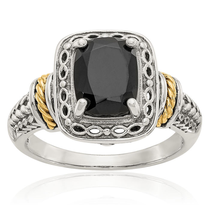 925 Sterling Silver Vintage Black Onyx Ring Gemstone Band