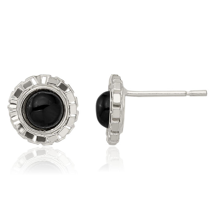 925 Sterling Silver Black Onyx Stud Earrings
