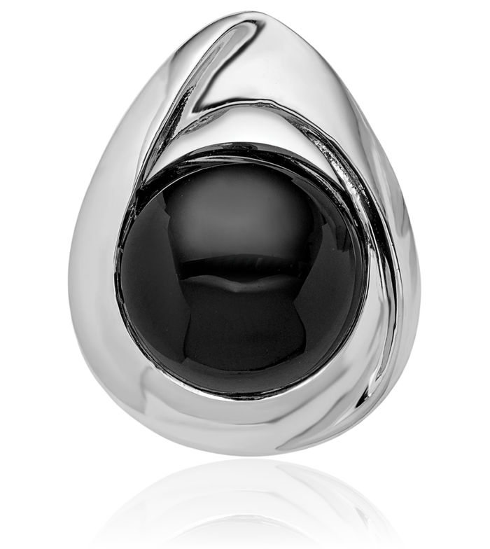 925 Sterling Silver Black Onyx Teardrop Slide Necklace Charm Gemstone Pendant