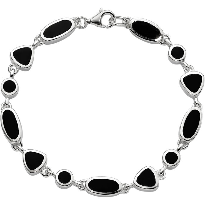 Stunning newest 925 Sterling Silver Black Onyx Cuff Bracelet