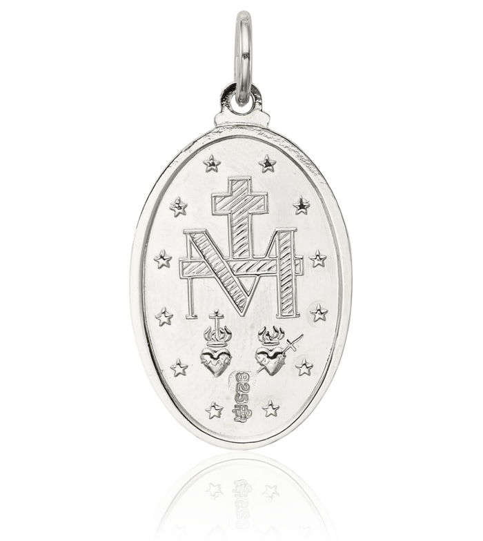 925 Sterling Silver Our Lady of Miraculous Medal Blessed Virgin Mary Necklace Chain Pendant Charm