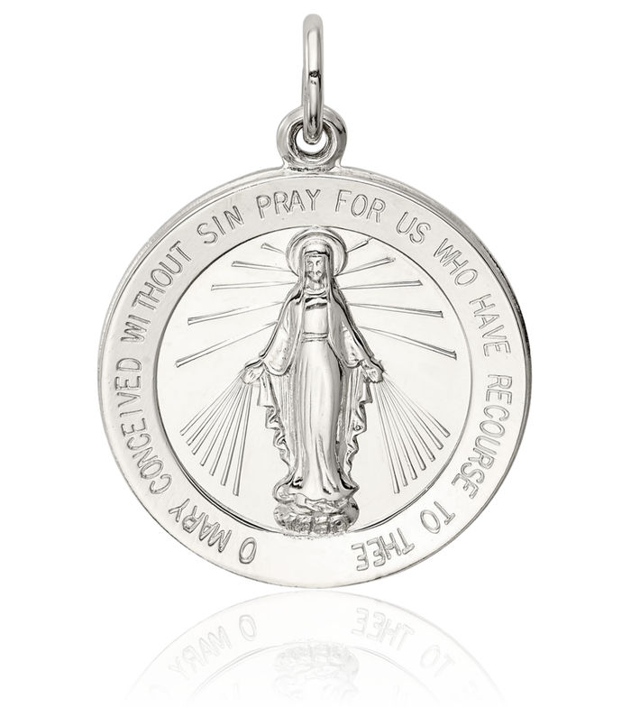 925 Sterling Silver Our Lady of Miraculous Medal Blessed Virgin Mary Necklace Chain Pendant Charm
