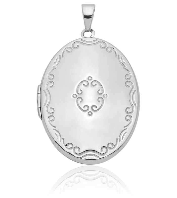 925 Sterling Silver Oval 4 Photo Family Locket Necklace Chain Pendant Charm