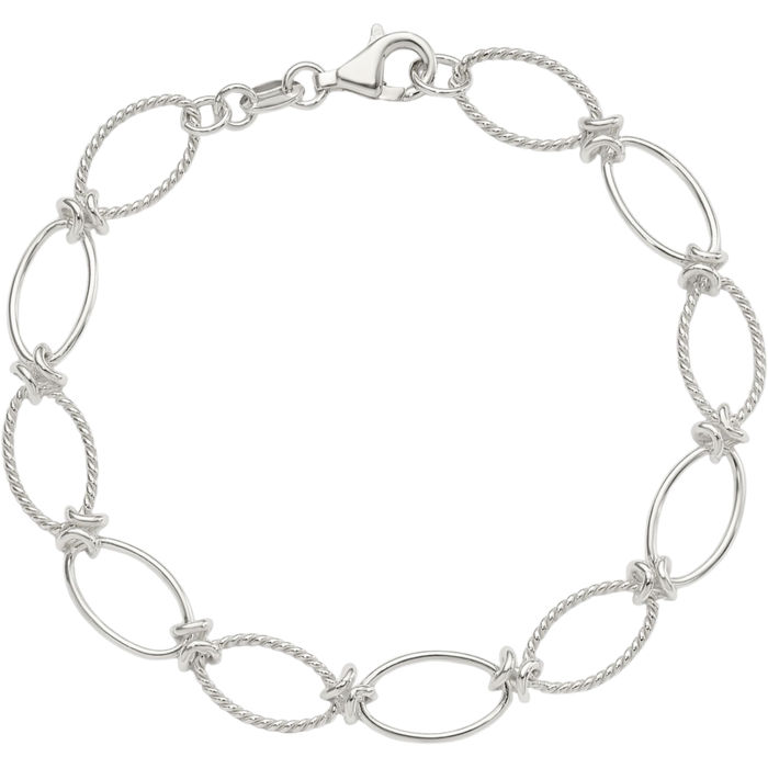 925 Sterling Silver Oval Cable Rolo Link Chain Bracelet