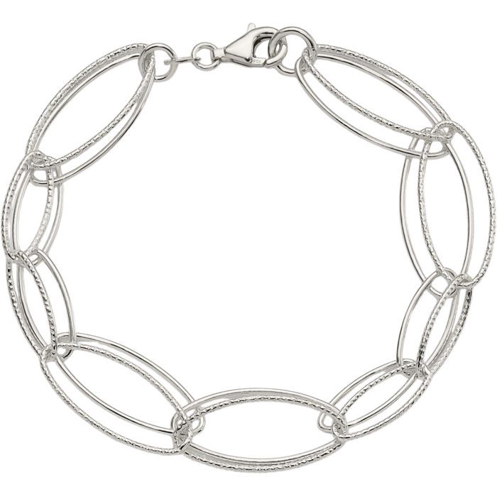 925 Sterling Silver Oval Cable Rolo Link Chain Bracelet