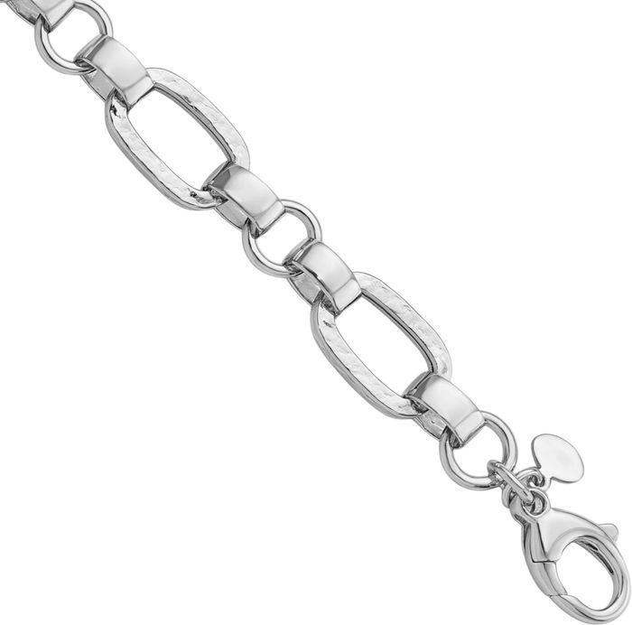 925 Sterling Silver Oval Cable Rolo Link Chain Bracelet