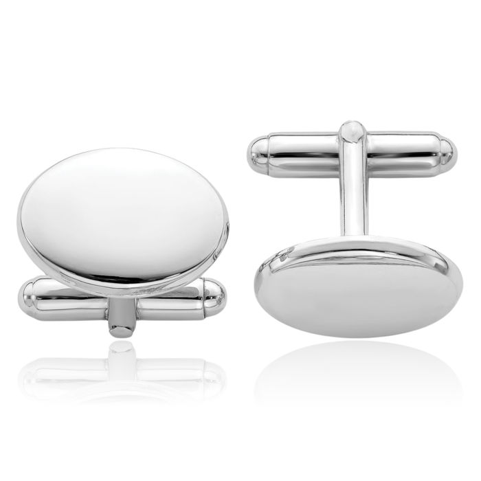 925 Sterling Silver Oval Cuff Links