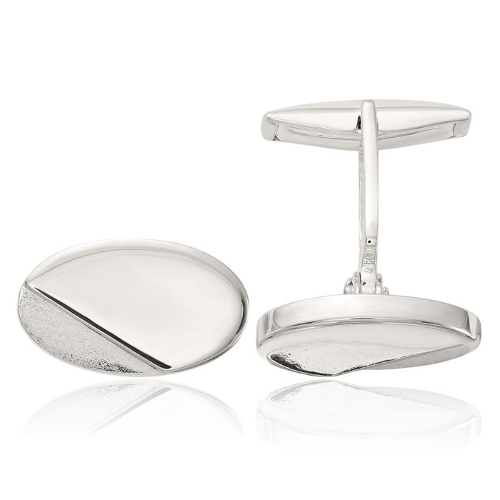 925 Sterling Silver Oval Cuff Links