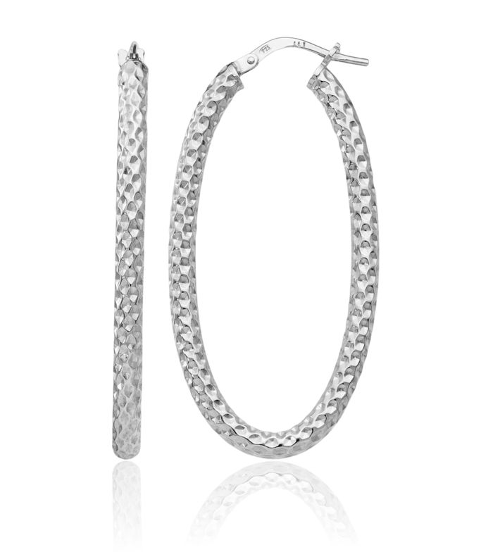 925 Sterling Silver Oval Large Hoop Earrings